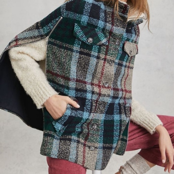 Anthropologie Plaid Capelet One Size - Picture 2 of 5